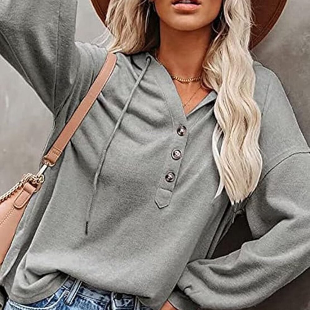 3/$30 Womens long sleeve tops casual (wine/grey) 2 colors - Picture 2 of 16